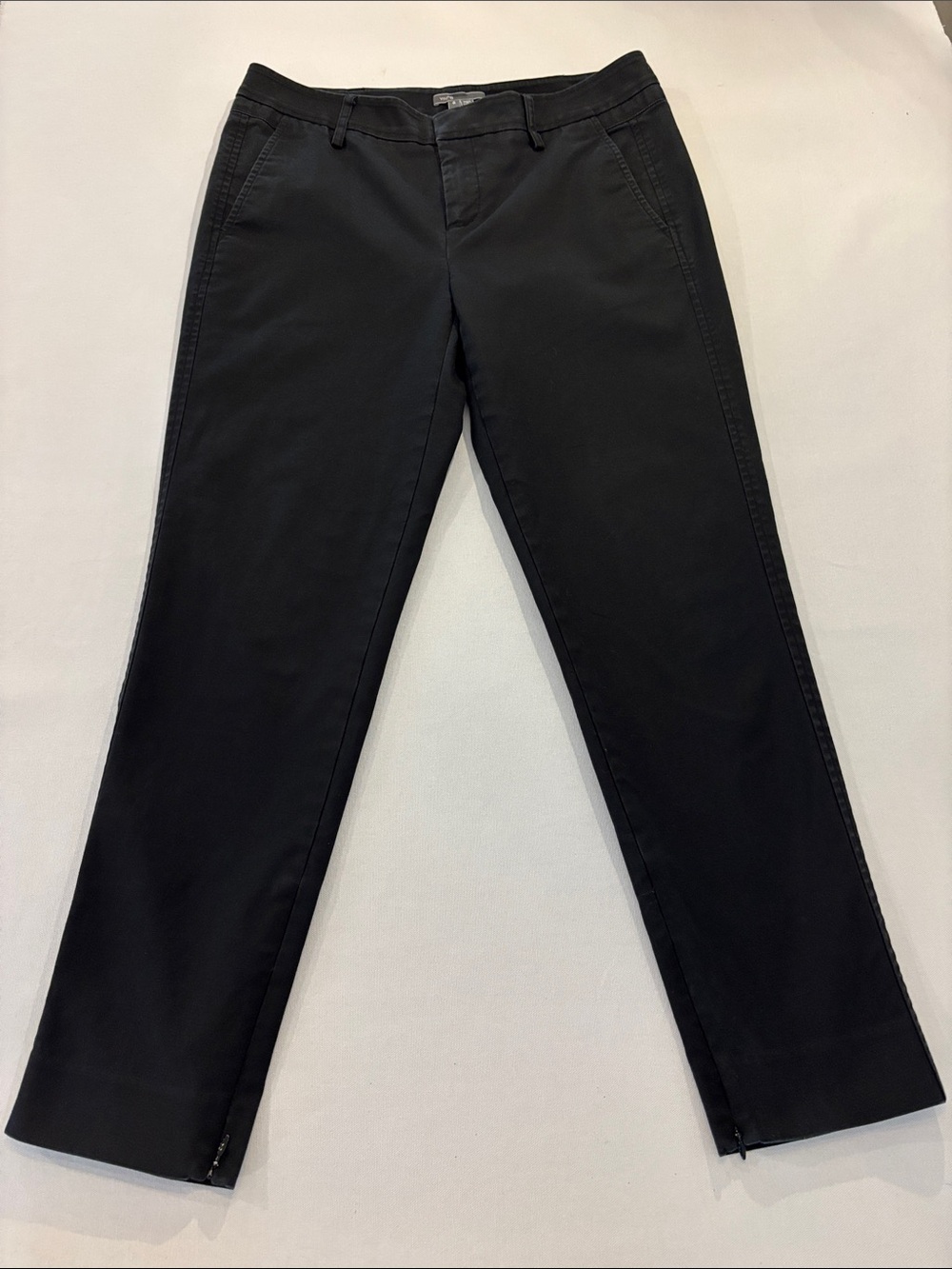 Vince Women’s Black Tapered Ankle-cropped zip-up ankle slits chino trousers - 6